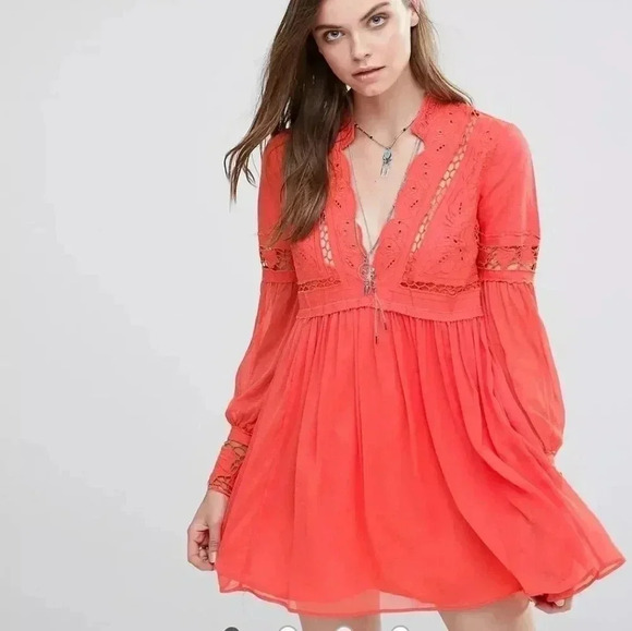 Free People Coral in Dreamland dress. Size 4 - Picture 13 of 13
